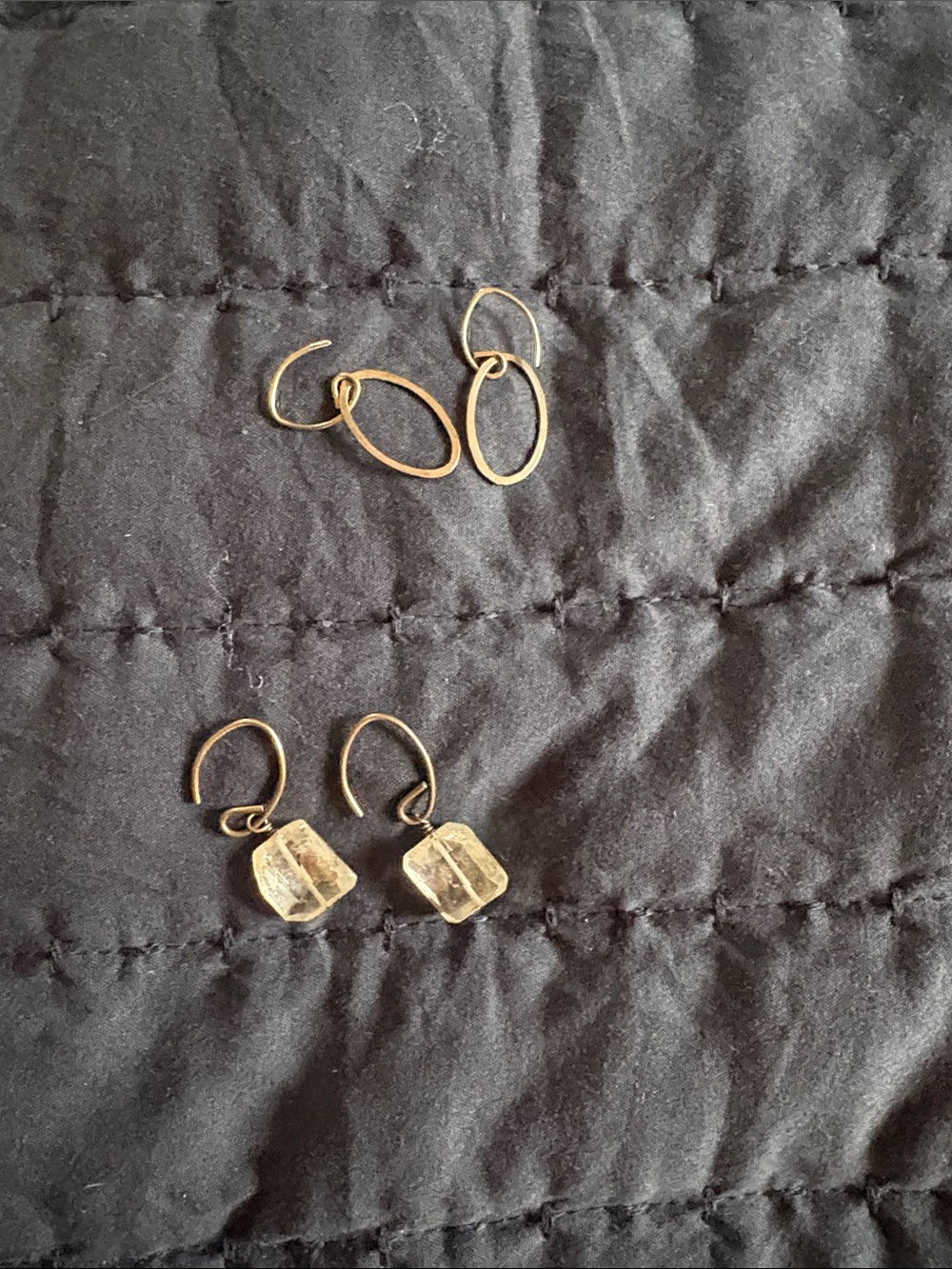 Judith Bright silver Oval and Crystal Drop Earrings - Set of 2